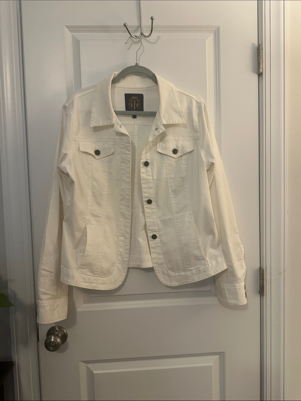 Talbots Cream Off-White Denim Jacket with Metal Buttons